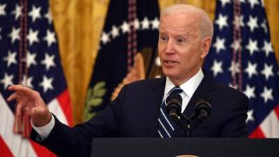 Biden brinda su primera conferencia de prensa tras su llegada a la presidencia de EEUU./AFP.