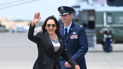 La vicepresidenta Kamala Harris llegó ayer a Guatemala para reunirse con el presidente Giammattei y hoy mismo volará a México./AFP.