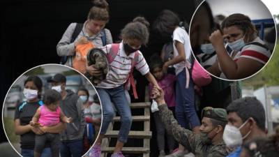 Miles de migrantes hondureños retornaron apesadumbrados este martes a su país tras un fallido intento por llegar en caravana a Estados Unidos, imposibilitado por las políticas migratorias y sanitarias de Guatemala.