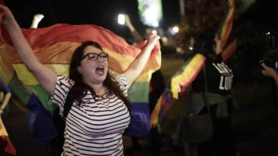 Cientos de personas a favor de los derechos de la comunidad LGBTI, celebran en las calles de San José, Costa Rica, la opinión consultiva emitida hoy, 9 de enero de 2018, por la Corte Interamericana de Derechos Americanos (CorteIDH). EFE