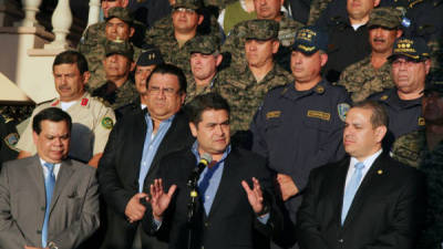 El presidente de Honduras, Juan Orlando Hernández, en una conferencia de prensa en Casa Presidencial.