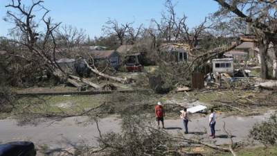 Vista de un barrio lleno de árboles caídos y tejados destruidos el 11 de octubre de 2018, después de la llegada del huracán Michael a Callaway, Florida (EE. UU.). EFE