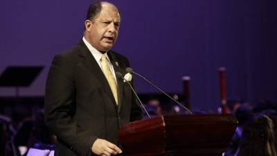 El presidente de Costa Rica, Luis Guillermo Solís, durante su discurso en la convención.