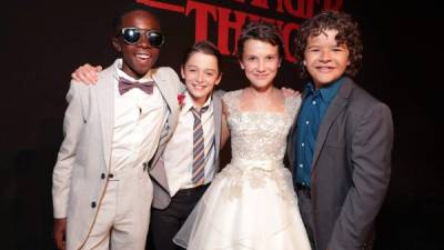 Caleb McLaughlin, Noah Schnapp, Millie Bobby Brown y Gaten Matarazzo en una foto de archivo.