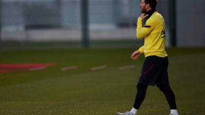 El FC Barcelona en un entrenamiento. Messi en imagen. Foto EFE.