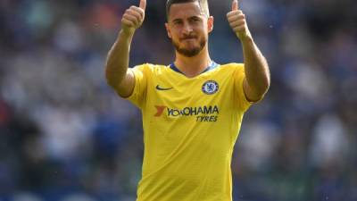 Hazard se despidió de los aficionados del Chelsea desplazados a Leicester lanzando besos tras disputar los últimos 21 minutos del partido.