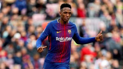 El defensa colombiano del Barcelona Yerri Mina. EFE/Archivo