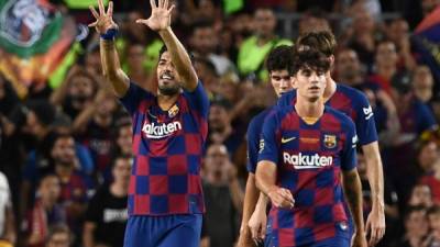 El uruguayo Luis Suárez se encargó de marcar el gol de la victoria del Barcelona.Foto AFP.