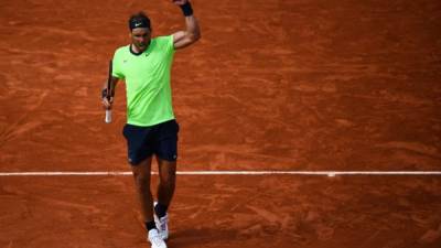 El español Rafael Nadal celebra después de ganar contra el británico Cameron Norrie durante el partido de tenis de la tercera ronda.