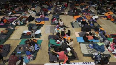 En el deportivo Benito Juárez hay uno 3,000 migrantes que espera al resto de la caravana. Foto: AFP