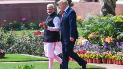 Trump y Modi se reunieron este martes en Nueva Delhi para firmar un nuevo acuerdo comercial entre EEUU y la India./AFP.