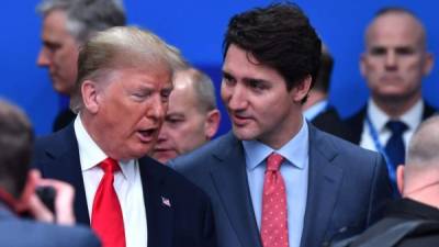 Trump canceló su rueda de prensa final tras la divulgación de un video que muestra a Trudeau y otros líderes de la OTAN burlarse del mandatario estadounidense//AFP.