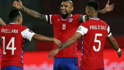 Arturo Vidal se convirtió en la figura de Chile contra Perú. Foto AFP