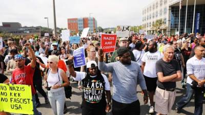Las manifestaciones se dan a una semana de la tragedia ocurrida en las protestas de Charlottesville, Virginia./ Foto Spencer Platt/Getty Images/AFP