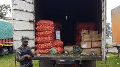 El camión transportaba varios quintales de verdura ilegal.