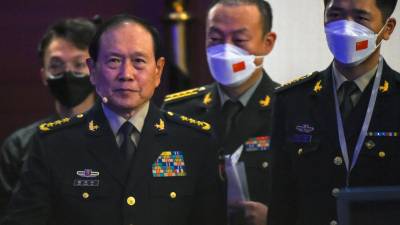 El ministro de Defensa chino, Wei Fenghe, asistió a una cumbre con el jefe del Pentágono, Lloyd Austin, en Singapur.