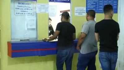 Conductores hacen fila en el banco instalado en Tránsito. Foto: franklin Muñoz.