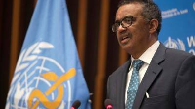 El jefe de la OMS, Tedros Adhanom Ghebreyesus, lidera la Asamblea General de la OMS en Suiza./AFP.