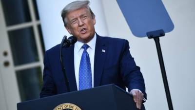 Trump brindó un discurso en el jardín de la Casa Blanca mientras en las afueras la policía reprimía a los manifestantes./AFP.