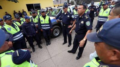 Agentes de Tránsito durante la protesta.