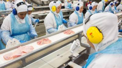 Planta de procesamiento de carne de pollo en Lapa, Brasil.