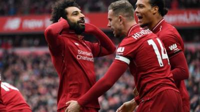 Mohamed Salah anotó el gol de la tranquilidad del Liverpool. FOTO AFP.