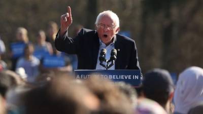 Bernie Sanders busca una victoria en Nueva York. Foto: AFP/Spencer Platt