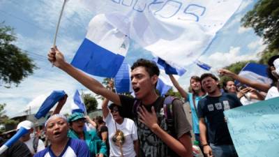 Los estudiantes se mantienen en las calles exigiendo la renuncia de Ortega./AFP.