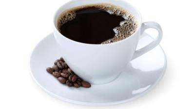 Black coffee in cup mug isolated on a white background