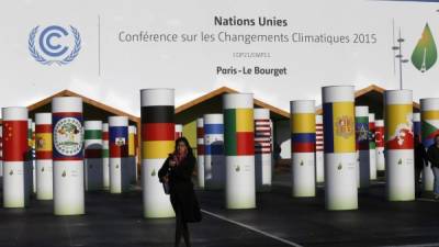 El centro de conferencias de Naciones Unidas en Le Bourget, norte de Paris.
