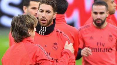 Los jugadores del Real Madrid en una sesión de entrenamiento en el estadio Amsterdam Arena de Amsterdam (Holanda).