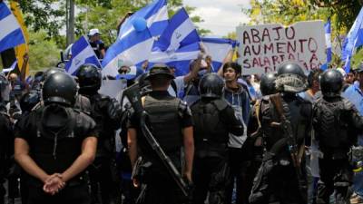 Estudiantes nicaraguenses se manifestaron en Managua para exigir la renuncia de Ortega./AFP.