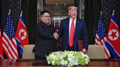 Trump y Kim Jong-un se reunieron por más de cuatro horas durante la histórica cumbre celebrada en Singapur./AFP.