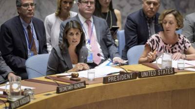 La embajadora estadounidense Nikki Haley preside el Consejo de Seguridad de la ONU./EFE.