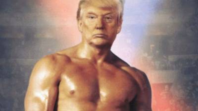 Donald Trump presumió de su 'hermoso pecho' en redes sociales al publicar un extraño montaje de su rostro con el cuerpo de Rocky Balboa, personaje de Sylvester Stallone, en la famosa saga para intentar desmentir los rumores sobre sus supuestas complicaciones de salud en los últimos días.