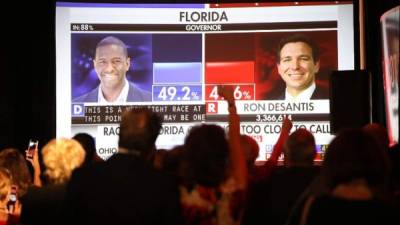 Los candidatos a la gobernación de Florida, Andrew Guillum y Ron DeSantis también fueron a un recuento de votos para definir el ganador./AFP.