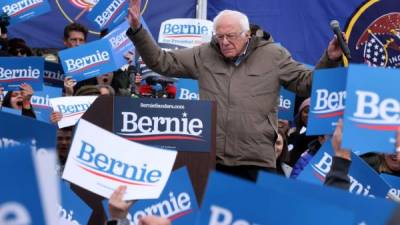 SALT LAKE CITY, UTAH - MARCH 02: Democratic presidential candidate Sen. Bernie Sanders (I-VT) addresses supporters during a campaign rally in the Central Mall of the Utah State Fair Park March 02, 2020 in Salt Lake City, Utah. Sanders is campaigning in Utah and Minnesota the day before Super Tuesday, when 1,357 Democratic delegates in 14 states across the country will be up for grabs. Chip Somodevilla/Getty Images/AFP== FOR NEWSPAPERS, INTERNET, TELCOS & TELEVISION USE ONLY ==