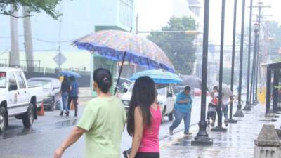 Las lluvias obligaron a los sampedranos a sacar sus paraguas. En la ciudad se han estado registrando altas temperaturas por lo que las precipitaciones refrescaron.