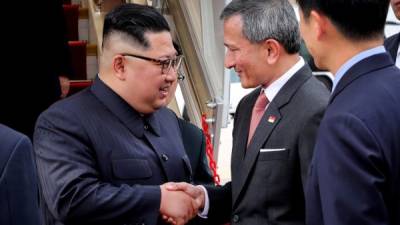 Kim Jong Un arribó muy sonriente a Singapur, procedente de China./AFP.