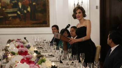 La reina Letizia anoche en la cena de gala en casa presidencial de Honduras.