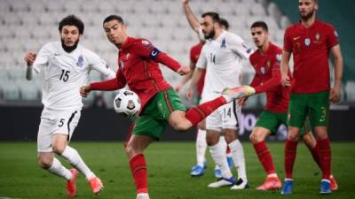 Cristiano Ronaldo no pudo marcar en el inicio de las eliminatorias de Europa. Foto AFP.