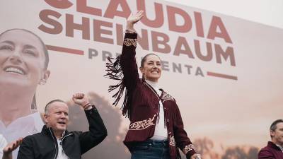 La candidata presidencial del oficialismo, Claudia Sheinbaum, durante un acto de campaña en el municipio de Nuevo Laredo, en Tamaulipas,