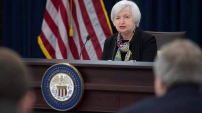 La presidenta de la Reserva Federal, Janet Yellen, durante su comparecencia para informar las decisiones tomadas por la entidad.