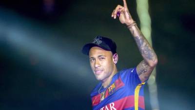 Neymar en la celebración del doblete del Barcelona. Foto AFP