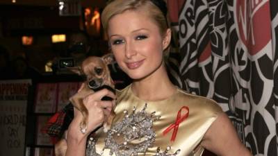 Paris Hilton y su chihuahua Tinkerbell.