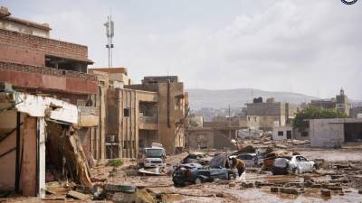 Destrozos en la ciudad de Derna tras el paso del ciclón Daniel.