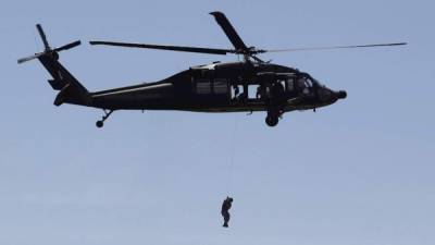 Vista de un helicóptero Black Hawk de la Fuerza Aérea Colombiana. EFE/Luis Eduardo Noriega/Archivo