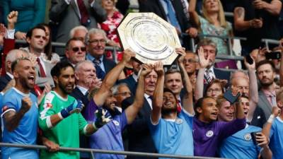 Manchester City festejó por todo la obtención de la Community Shield. Foto AFP.