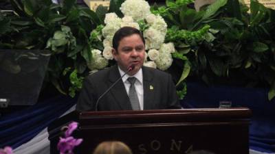 El presidente de la Corte Suprema de Justicia, Jorge Rivera Avilés, durante su discurso en el Congreso Nacional.