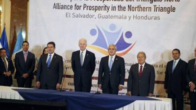 Juan O. Hernández, Joe Biden, Otto Pérez y Salvador Sánchez Cerén.